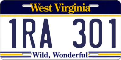WV license plate 1RA301