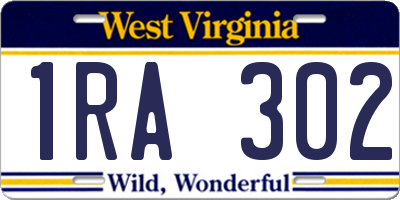 WV license plate 1RA302