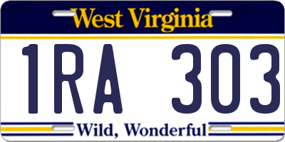 WV license plate 1RA303