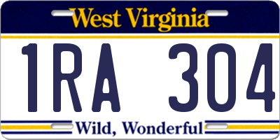 WV license plate 1RA304