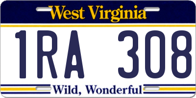 WV license plate 1RA308