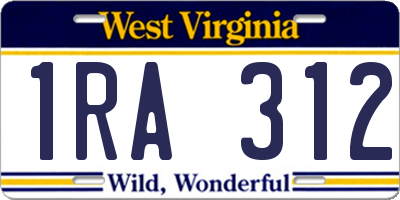 WV license plate 1RA312