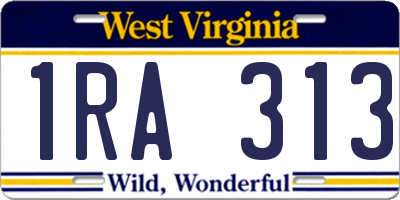 WV license plate 1RA313