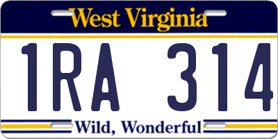 WV license plate 1RA314