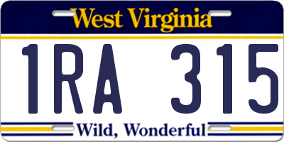 WV license plate 1RA315