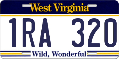 WV license plate 1RA320