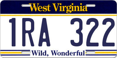 WV license plate 1RA322
