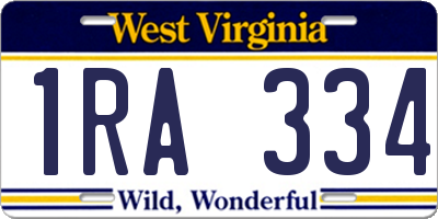 WV license plate 1RA334