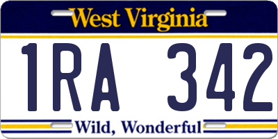 WV license plate 1RA342