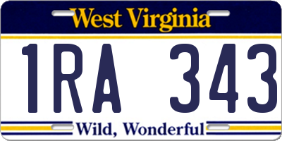 WV license plate 1RA343
