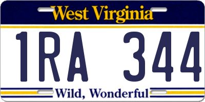 WV license plate 1RA344
