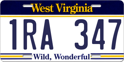 WV license plate 1RA347
