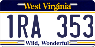 WV license plate 1RA353