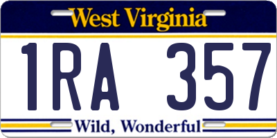 WV license plate 1RA357