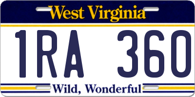 WV license plate 1RA360