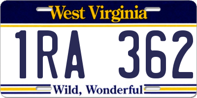 WV license plate 1RA362