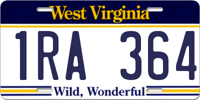 WV license plate 1RA364