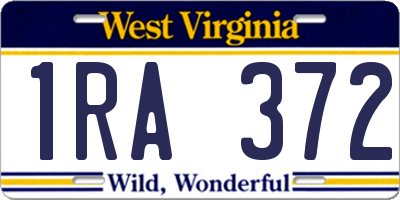 WV license plate 1RA372