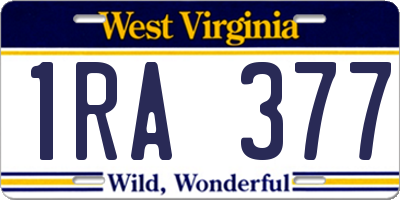 WV license plate 1RA377