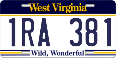 WV license plate 1RA381