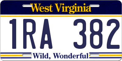 WV license plate 1RA382