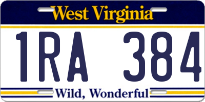 WV license plate 1RA384
