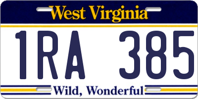 WV license plate 1RA385