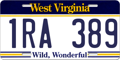 WV license plate 1RA389