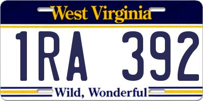 WV license plate 1RA392