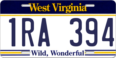 WV license plate 1RA394