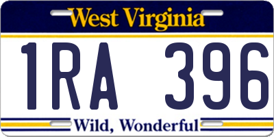 WV license plate 1RA396