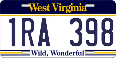 WV license plate 1RA398