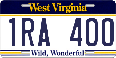 WV license plate 1RA400