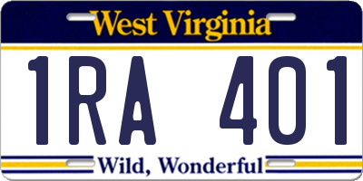 WV license plate 1RA401