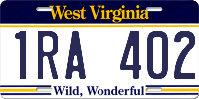 WV license plate 1RA402