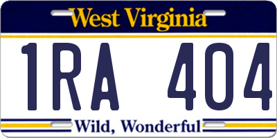 WV license plate 1RA404