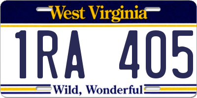 WV license plate 1RA405