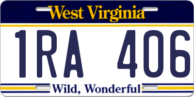 WV license plate 1RA406