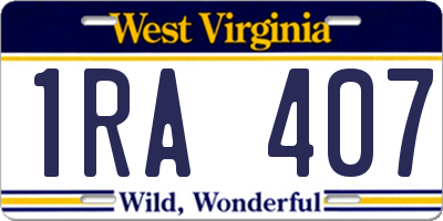WV license plate 1RA407