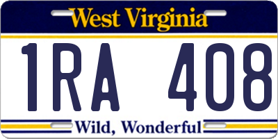 WV license plate 1RA408