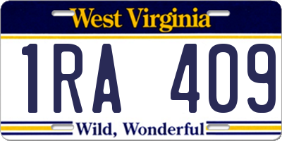 WV license plate 1RA409