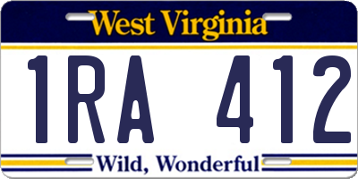 WV license plate 1RA412