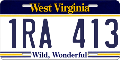 WV license plate 1RA413