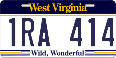 WV license plate 1RA414