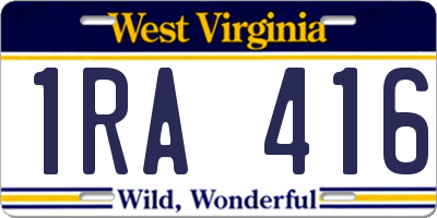 WV license plate 1RA416