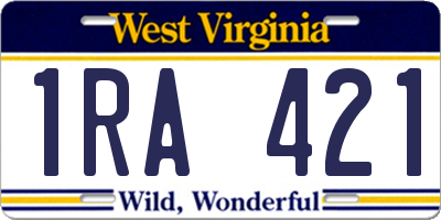WV license plate 1RA421