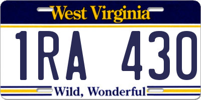 WV license plate 1RA430