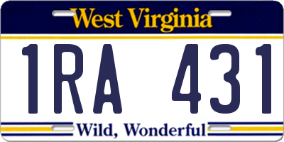 WV license plate 1RA431