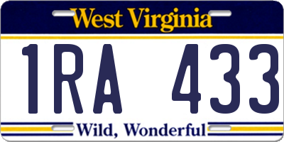 WV license plate 1RA433