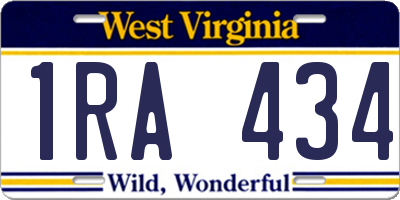 WV license plate 1RA434
